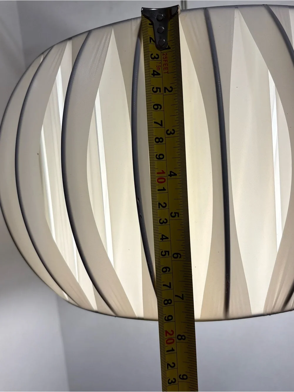 Pleated Onion Bubble Light Shade White Side Fabric 7.5X12 Hanging Plug-In Corded